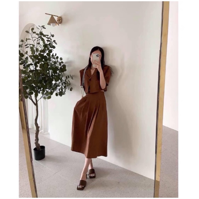 Set Áo Crop Mix CVay A Dài