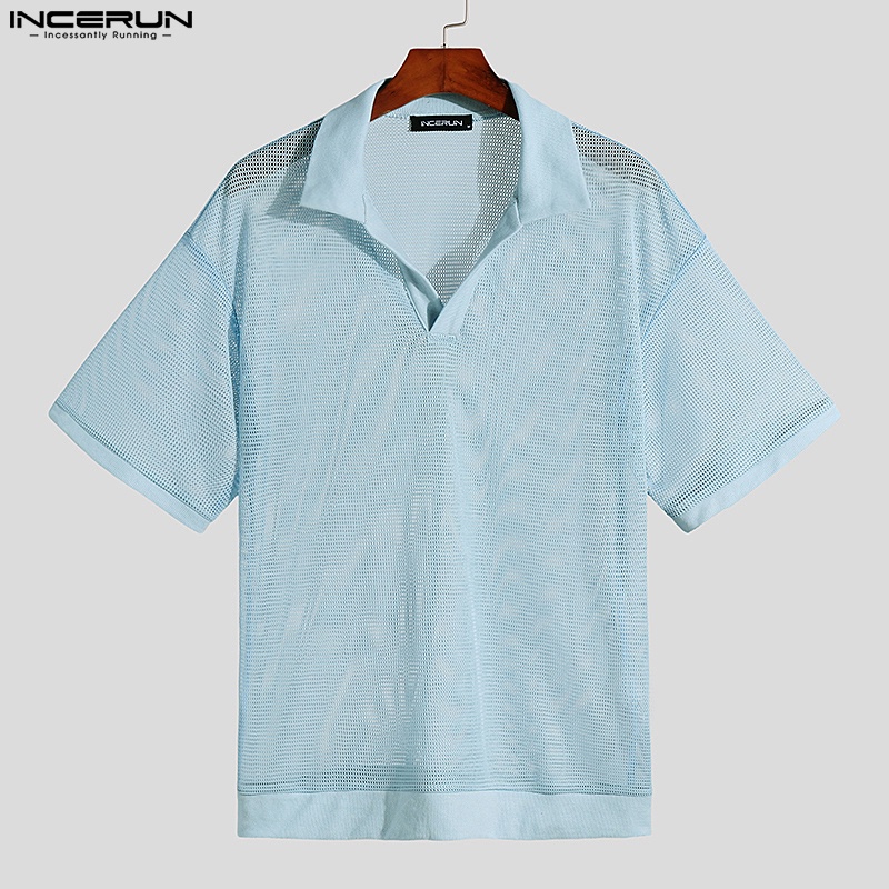Áo thun INCERUN cổ polo tay ngắn thời trang năng động sành điệu cho nam 3 màu tùy chọn
