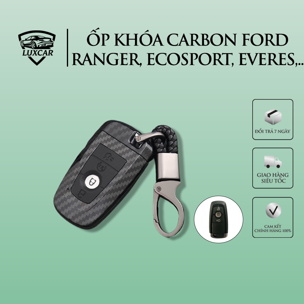 ỐP KHOÁ CARBON FORD CAO CẤP LUXCAR CHO DÒNG XE ( FORD RANGER, ECOSPORT, EVEREST, EXPLORER 2019-2020 )