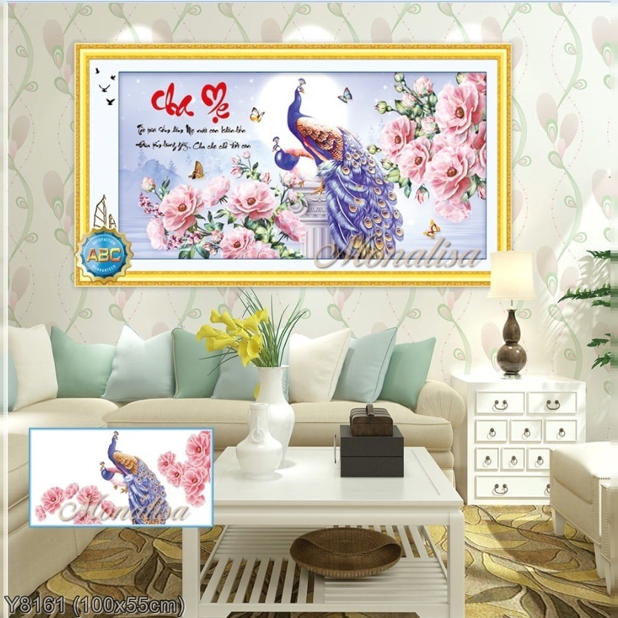 Tranh đính đá Thư pháp Cha Mẹ (Y8161) 💥 kích thước 100*55 cm 📌