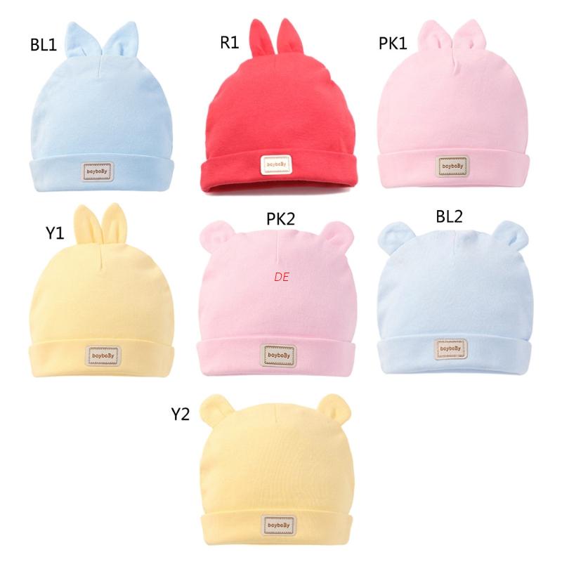 Mũ tai thỏ dễ thương chất vải cotton mềm mại giữ ấm cho bé sơ sinh