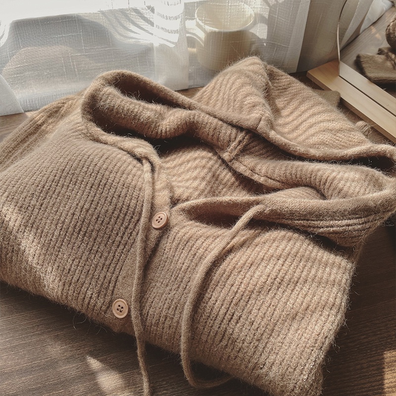 Áo khoác cardigan len có mũ phong cách Hàn Quốc kèm ảnh thật KL01