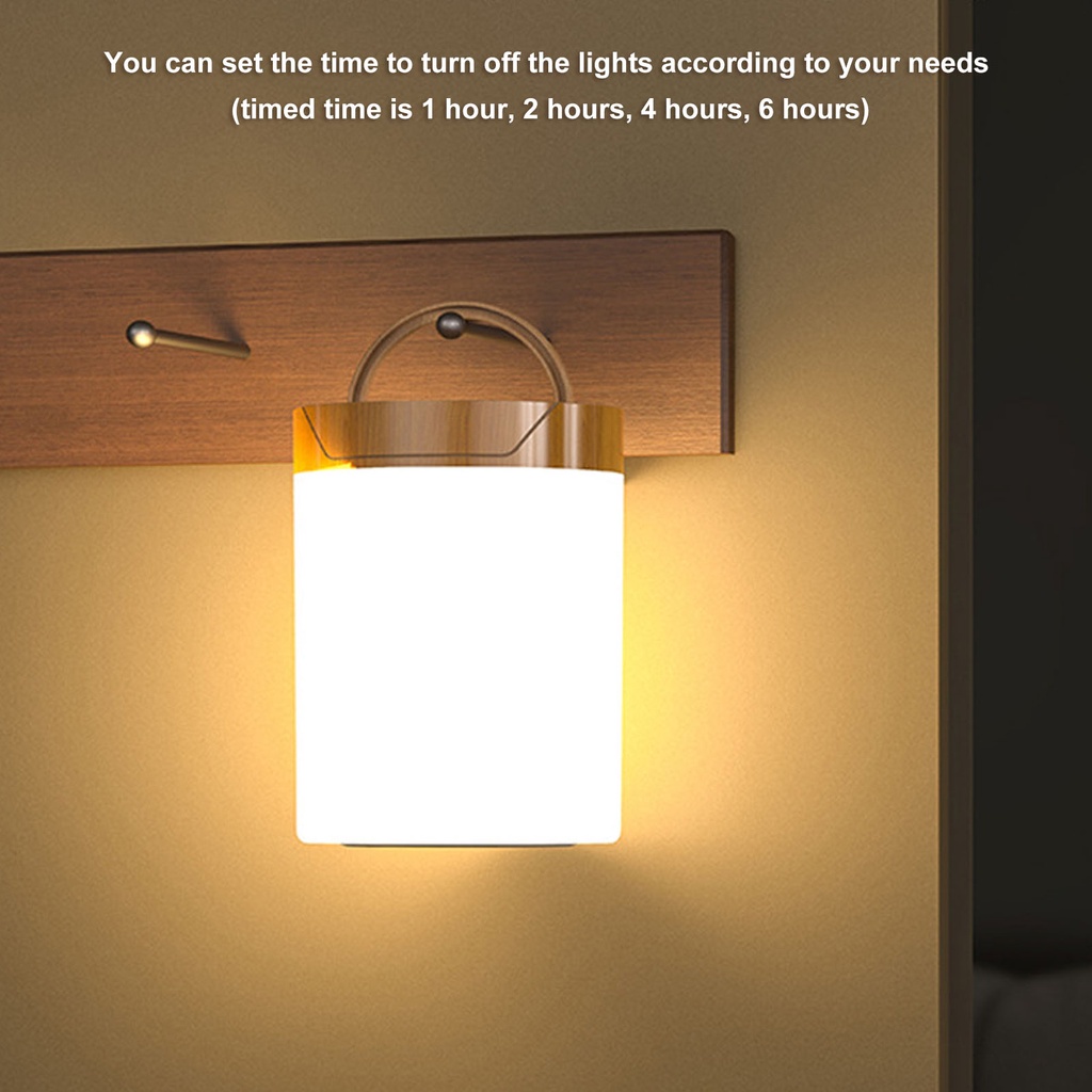 [Hàng Sẵn] Đèn ngủ RGB Màu hạt gỗ có thể sạc lại 3 cấp độ Có điều chỉnh di động Cảm ứng cho gia đình【Wyoming060】