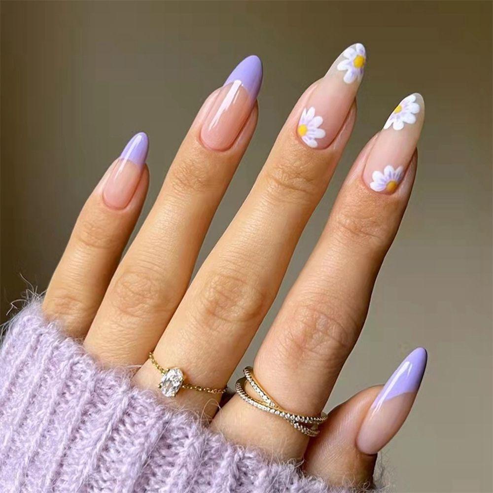 Bộ 24 Móng Tay Giả Che Phủ Toàn Diện Tháo Rời Được Kiểu Pháp