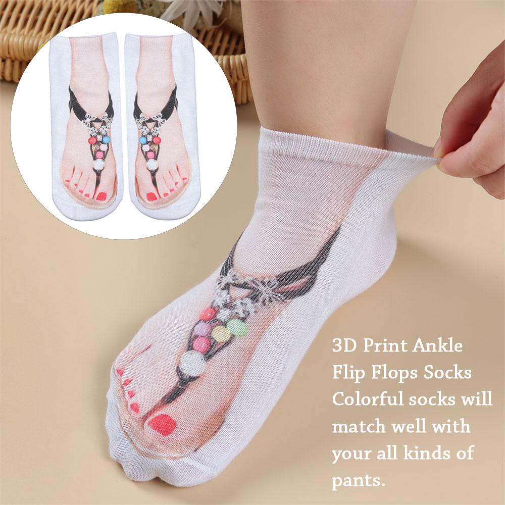 Vớ Cotton Cổ Thấp In Họa Tiết 3D Thoải Mái Thời Trang Unisex