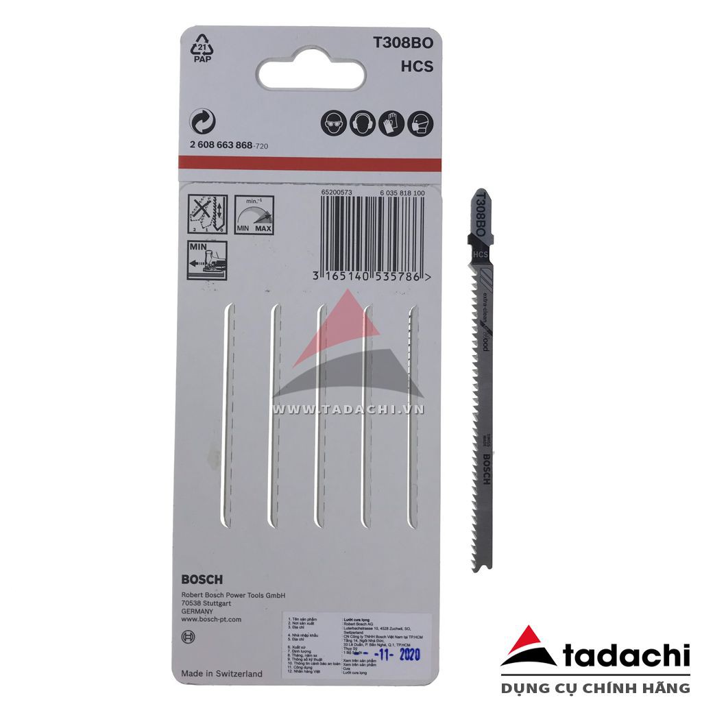 Lưỡi cưa lọng cắt lượn gỗ T308BO Bosch 2608663868 (01 lưỡi) | Tadachi