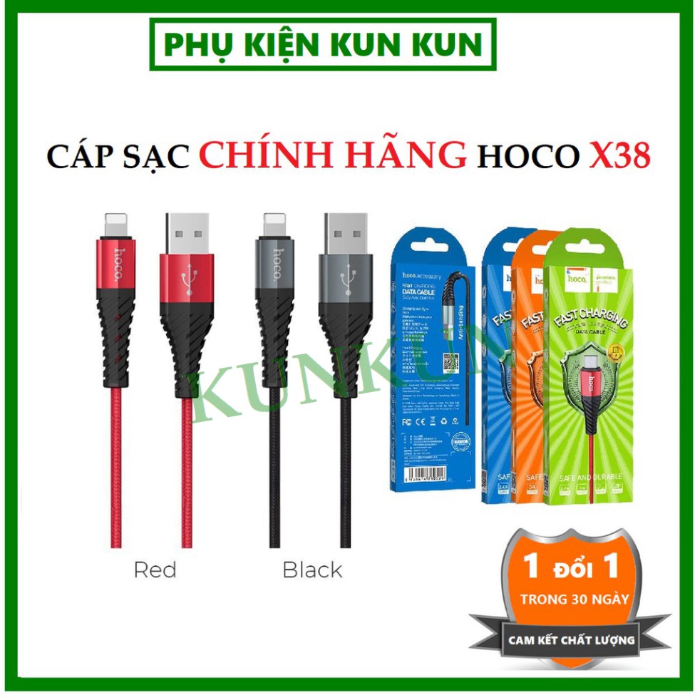 Cáp Sạc Iphone, Sạc Nhanh + Chống Gãy, Dây Sạc Chính Hãng Hoco X38  Iphone Samsung - [HÀNG CHÍNH HÃNG 100%]