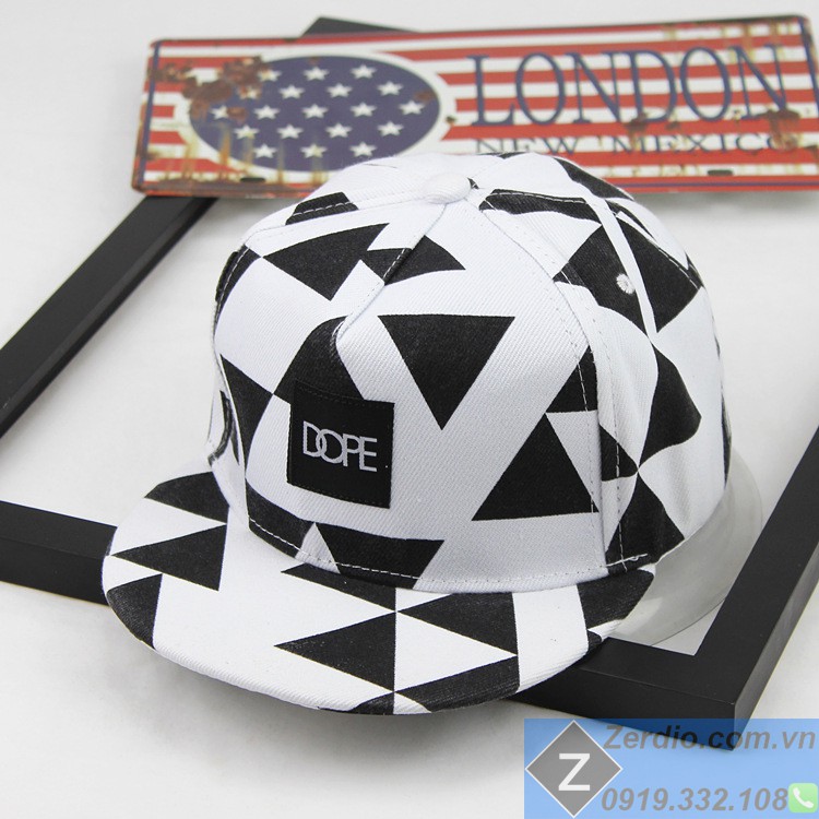 Mũ nam snapback Dope đẹp 2 màu đen trắng phong cách hiphop cá tính