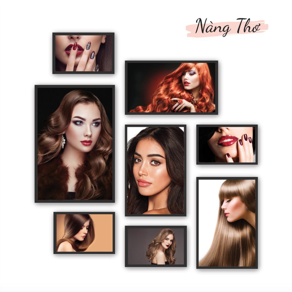 BỘ 8 TRANH CỨNG DÁN SALON TÓC, TIỆM NAILS, THẨM MỸ MÀY &amp; MÔI_THIẾT KẾ NÀNG THƠ