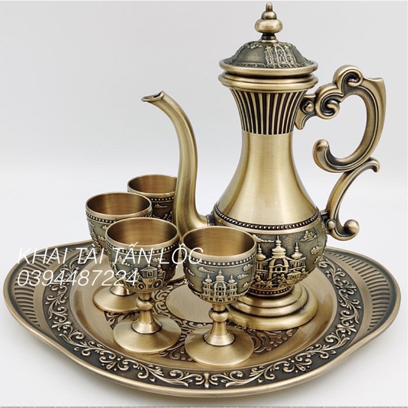 Ly rượu kiểu cổ phong cách Châu Âu bằng đồng