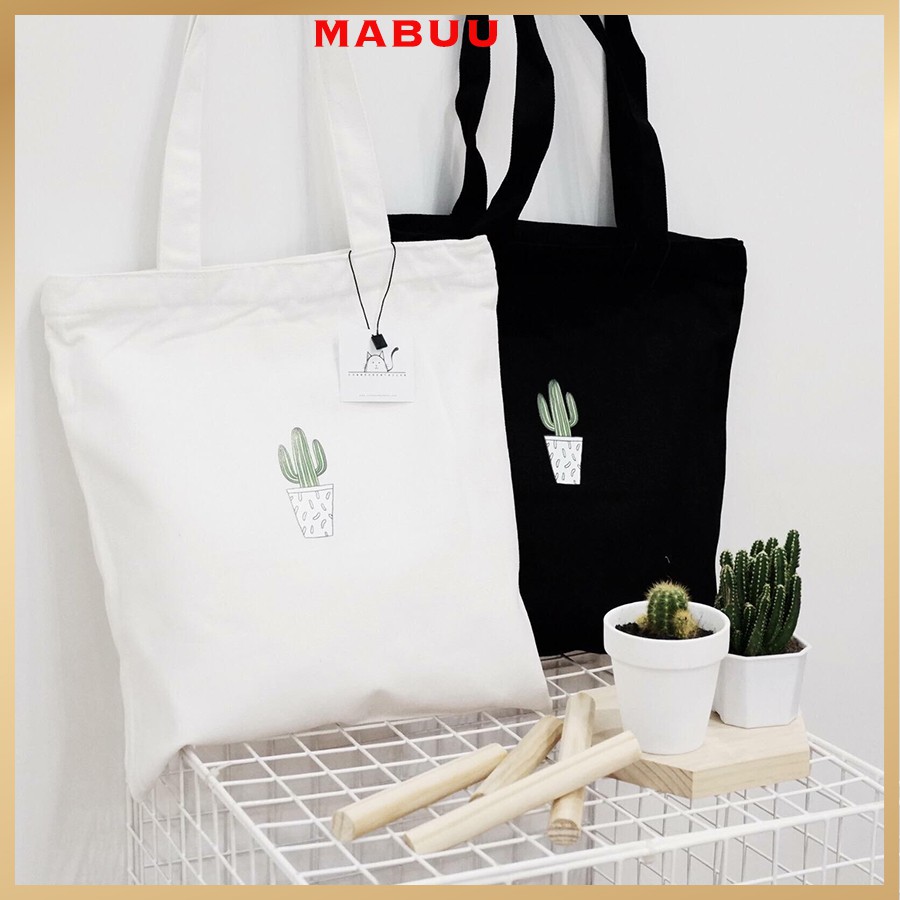 [Mã FAMARAL2 giảm 10K đơn 50K]Túi tote vải đi học vải bố mềm đẹp Canvas giá rẻ Mabuu Store