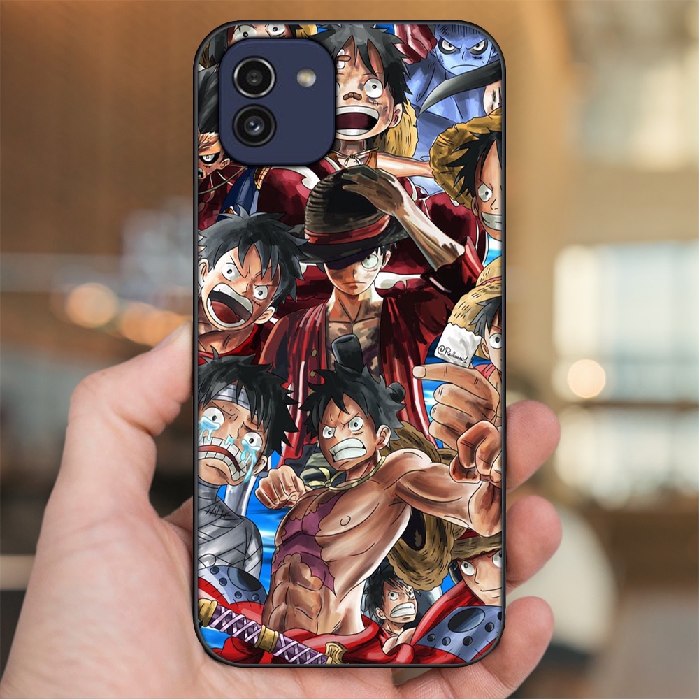 Ốp lưng Samsung A03 viền đen in hình Luffy One Piece