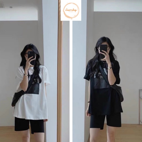 Set bộ đùi thun cộc tay XẺ TÀ áo phông form rộng quần short phong cách thể thao đi dạo mát mẻ