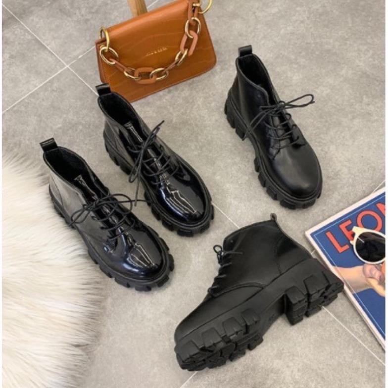 Giày Bốt Martin Gót Vuông boots phong ulzzang Cách Hàn Quốc Cho Nữ