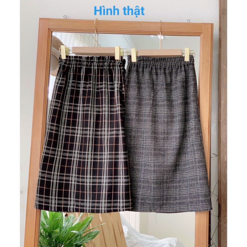 Chân Váy Midi Caro Vintage Nhẹ Nhàng LACA STORE L2-3