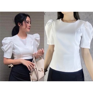 Áo sơ mi tay bồng cộc tay màu trắng