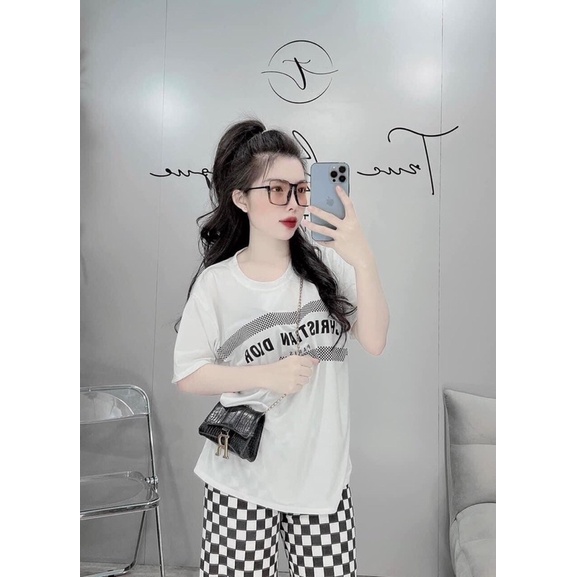 Set áo thun quần suông caro vải đẹp giá tốt - HN Closet