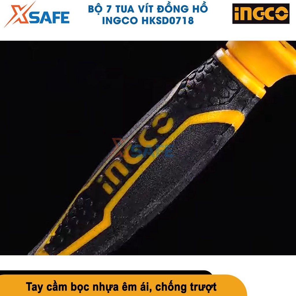 Bộ tua vít đồng hồ chuẩn 7 chi tiết INGCO HKSD0718 sửa chữa đồng hồ thép Cr-V siêu cứng có nam châm [CHÍNH HÃNG][XSAFE]