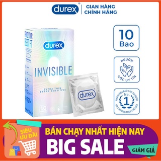 Bao cao su Durex Invisible Extra Thin Extra Sensitive Siêu Mỏng Ôm Sát (10 cái) | Siêu mỏng, Chân thật, Chính hãng