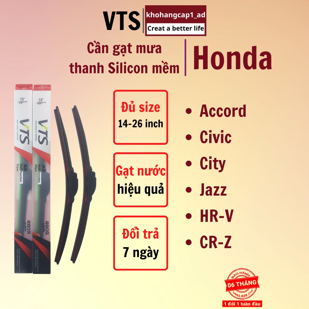 Gạt mưa silicon cao cấp dành cho xe honda : Accord, civic, city, CR-V... và các dòng xe khác hãng honda - Khohangcap_ad
