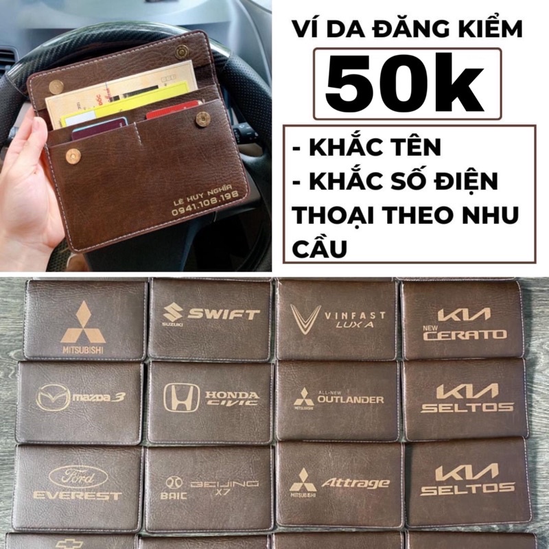 Ví da đựng đăng kiểm, giấy tờ ô tô cao cấp - Bóp đựng giấy tờ xe hơi có logo các dòng xe