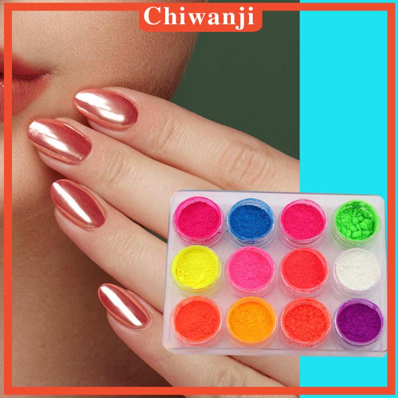 Bột Nhũ Kim Tuyến 12 Màu Sắc Tùy Chọn Trang Trí Móng Tay Nghệ Thuật