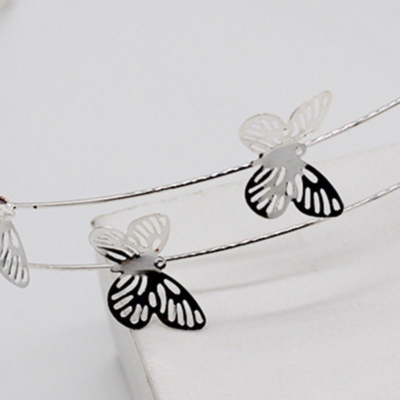 Băng Đô Cài Tóc Hai Lớp Bằng Hợp Kim Họa Tiết Hoa Và Bướm Đính Đá Thời Trang Cho Nữ