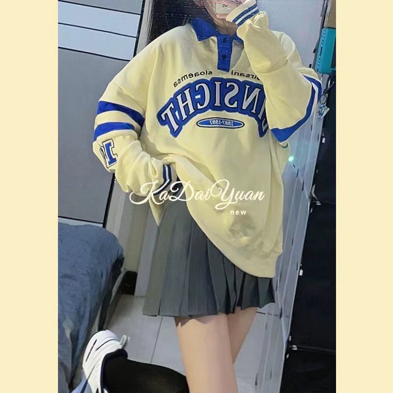 Áo Hoodie Mỏng Dáng Rộng Màu Sắc Tương Phản Phong Cách Mỹ Cổ Điển Thời Trang Cho Nữ