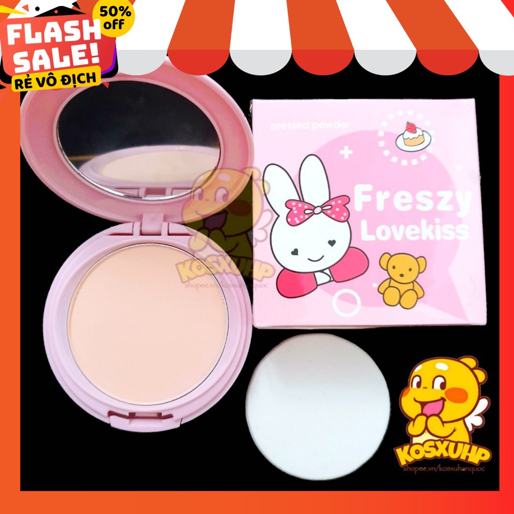 ( XẢ KHO ) Phấn Phủ Kiềm Dầu Freszy Lovekiss Lovely Rabbit Soft Satin Powder