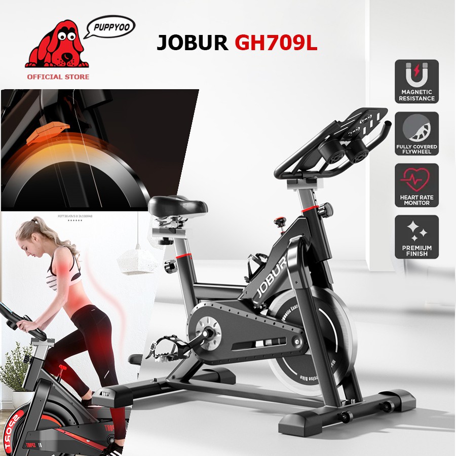 Xe đạp tập thể dục tại nhà chính hãng Jobur Spin Bike GH709L tặng kèm đồng hồ đa năng đo hành trình, nhịp tim