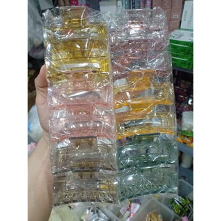 Bán sỉ 12 Kẹp tóc nhựa acrylic trong suốt  hình chữ nhật xinh xắn thời trang phong cách Hàn Quốc