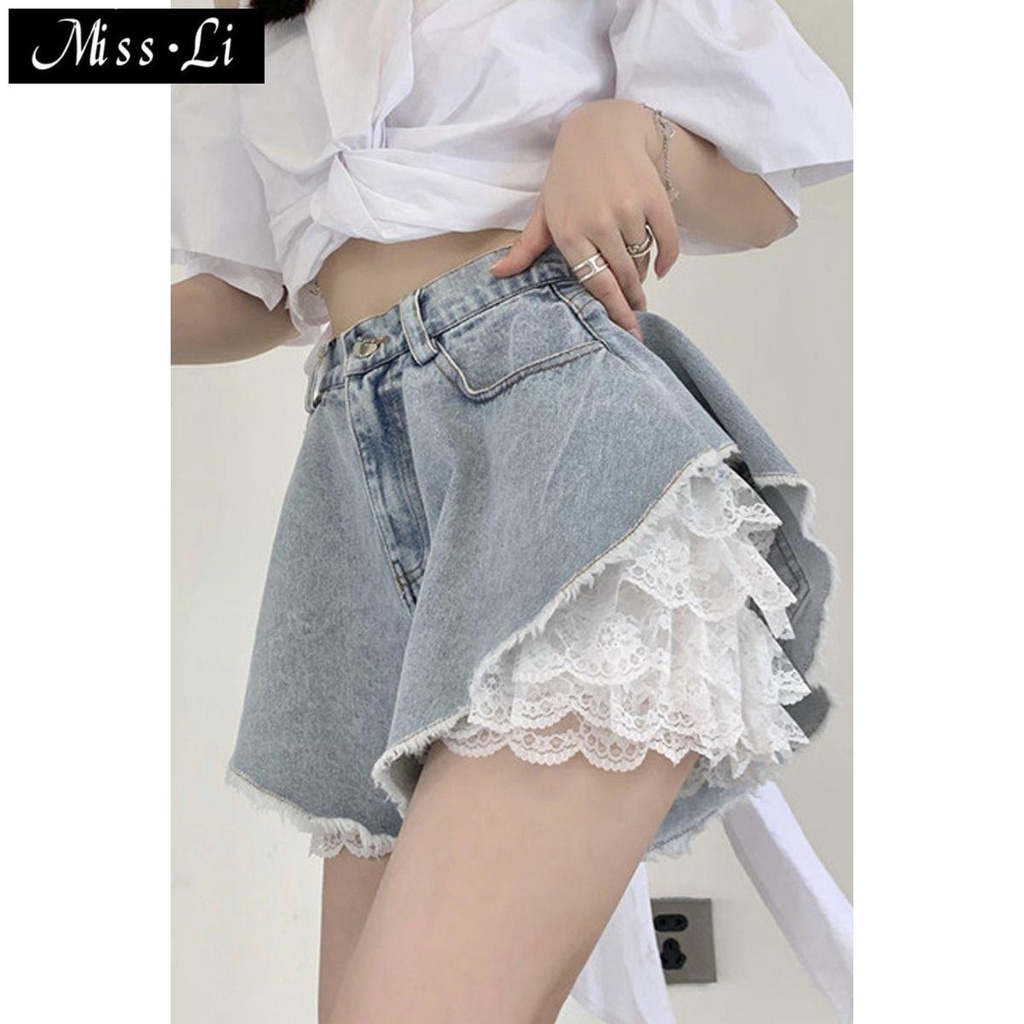 Hàng Có Sẵn Bán Chạy~Quần Short Denim Dáng Chữ a Ống Rộng Phong Cách Mùa Hè Thời Trang Hàng Bán Chạy 2022