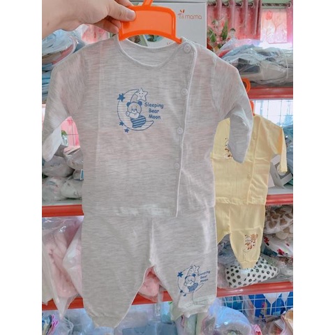 Bộ sơ sinh cúc lệch dài tay cotton cho bé trai gái hàng công ty Thái Hà Thịnh cao cấp