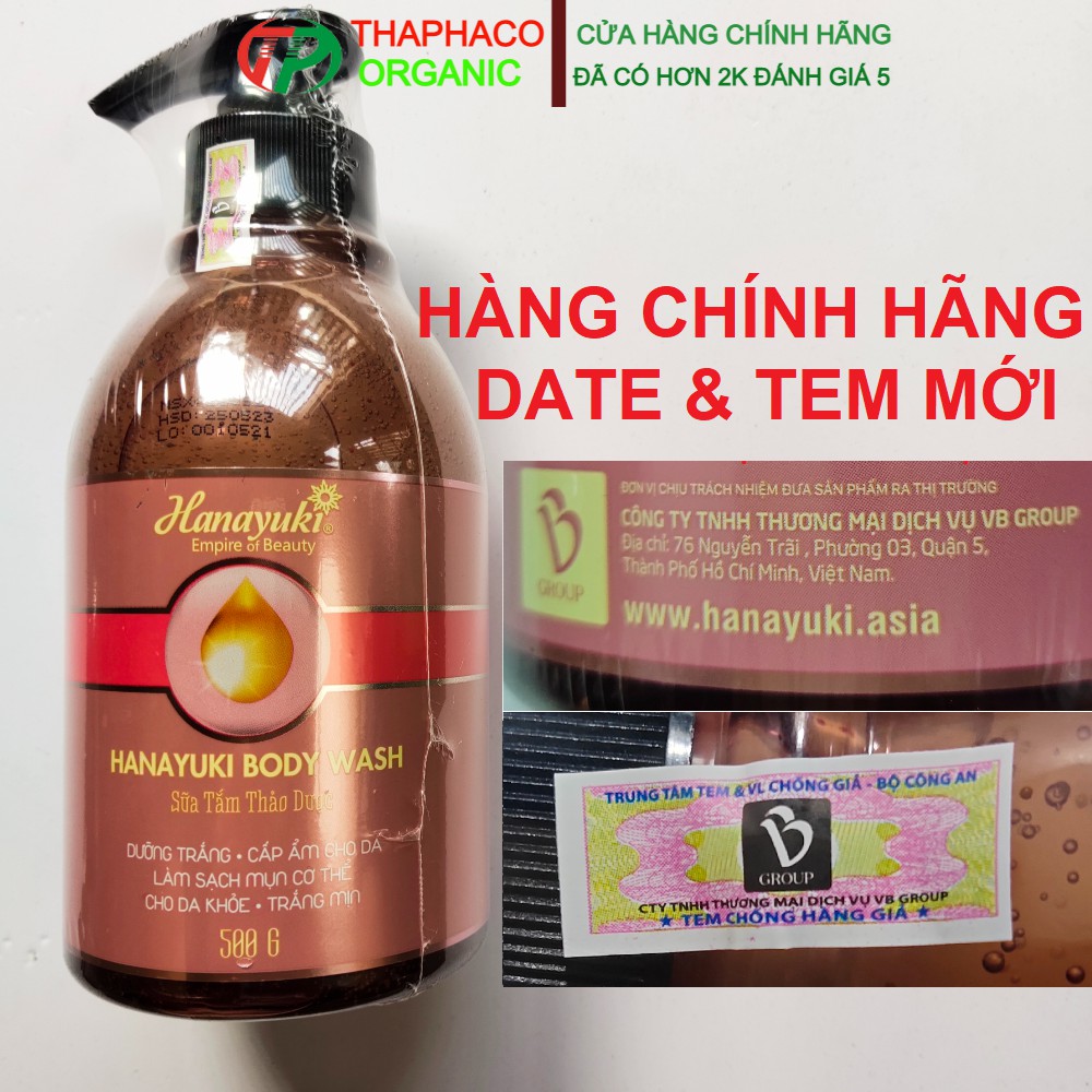 Sữa Tắm HANAYUKI Body Wash Chai 500gr Date 2024 Chính Hãng