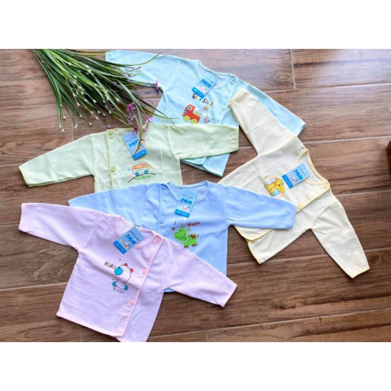 Áo sơ sinh cotton cài cúc lệch cho bé 4-6kg