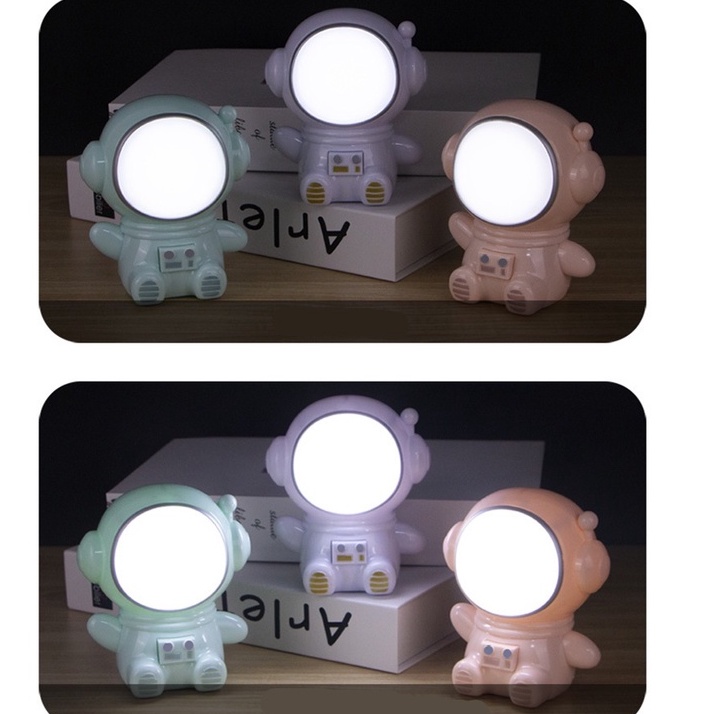 [Hàng mới về] Đèn bàn Sạc phi hành gia Chiếu sáng thay đổi màu sắc Bảo vệ mắt - Đèn ngủ điều chỉnh mức độ Sáng