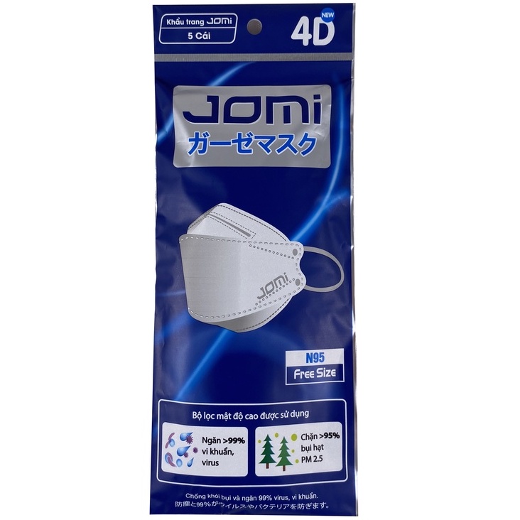 Khẩu trang y tế 4D Jomi KF94 lọc bụi mịn túi 5 cái NPP Shoptido