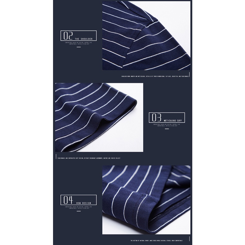 Áo thun polo AOKANG cotton tay ngắn họa tiết kẻ sọc thời trang mùa hè dành cho nam trung niên