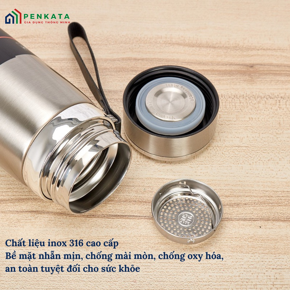 Bình giữ nhiệt Vacuum Cup 1000ml, Bình nước giữ nhiệt inox 316 cao cấp giữ nhiệt 24h PENKATA