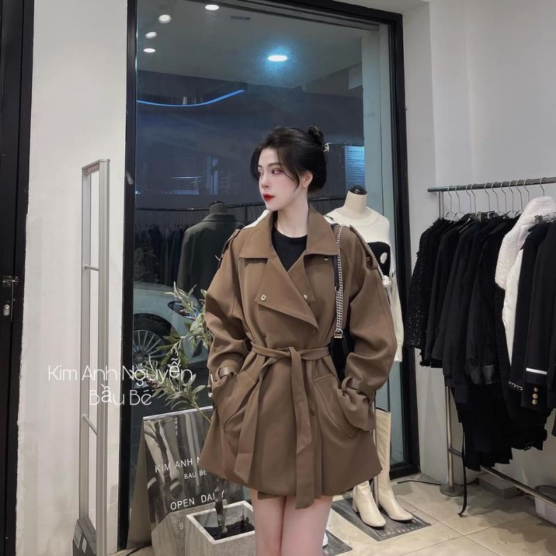 Áo măng tô hai lớp kèm đai | BigBuy360 - bigbuy360.vn