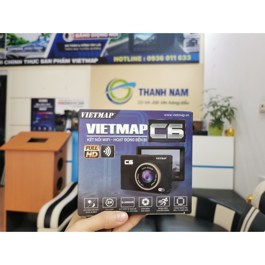 Camera hành trình Vietmap C6 Wifi xem qua điện thoại giá rẻ, tặng thẻ 64G(Miễn phí lắp đặt )