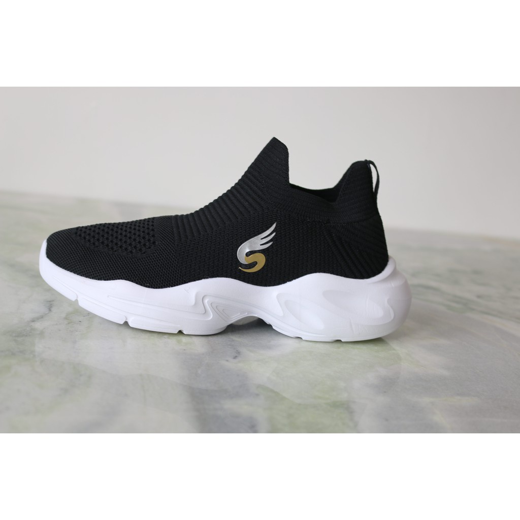 Giày thể thao nam, nữ 💖FREESHIP💖 Giày chạy bộ sneaker Sshoes-không dây, vải thun mềm nhẹ êm ái K8966-6-BLK