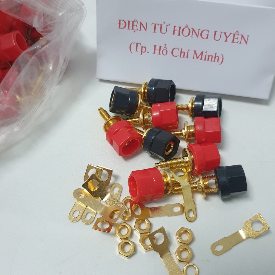 10 chiếc Cọc loa (đỏ + đen) (Loại 1 chân dài). Jack nối dây loa, amply, Siết vặn dây điện rất chắc