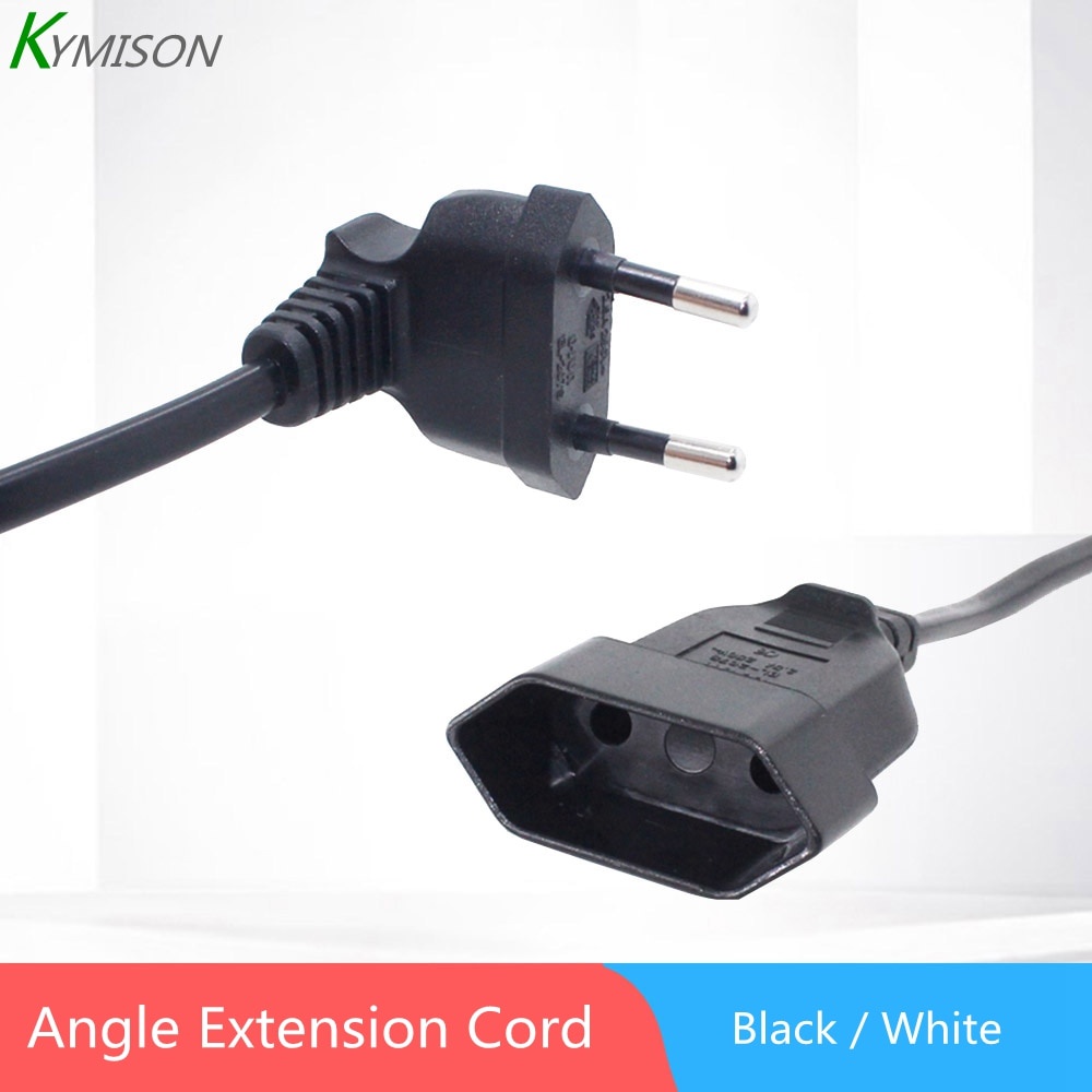 Dây Cáp Nối Dài Chuyển Đổi Phích Cắm 90 Độ Sang Ổ Cắm 0.3m / 0.6m / 1.8m Eu 2prong