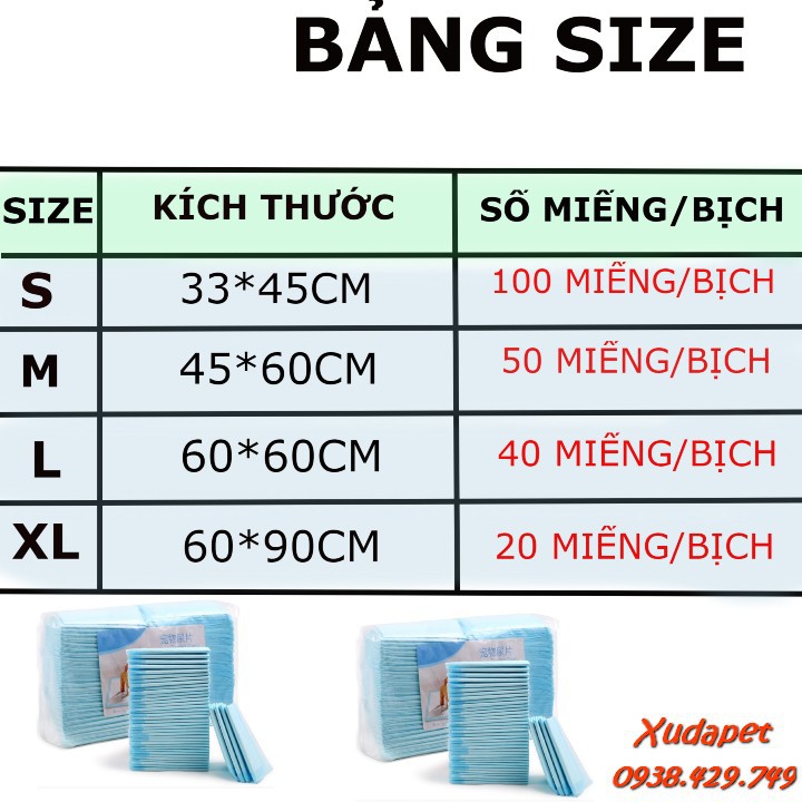 Bịch Tả Lót Chuồng Cho Chó Đi Vệ Sinh Theo Size chất liệu Vải không dệt, thấm hút nhanh, tạo cảm giác dễ chịu - SP005236