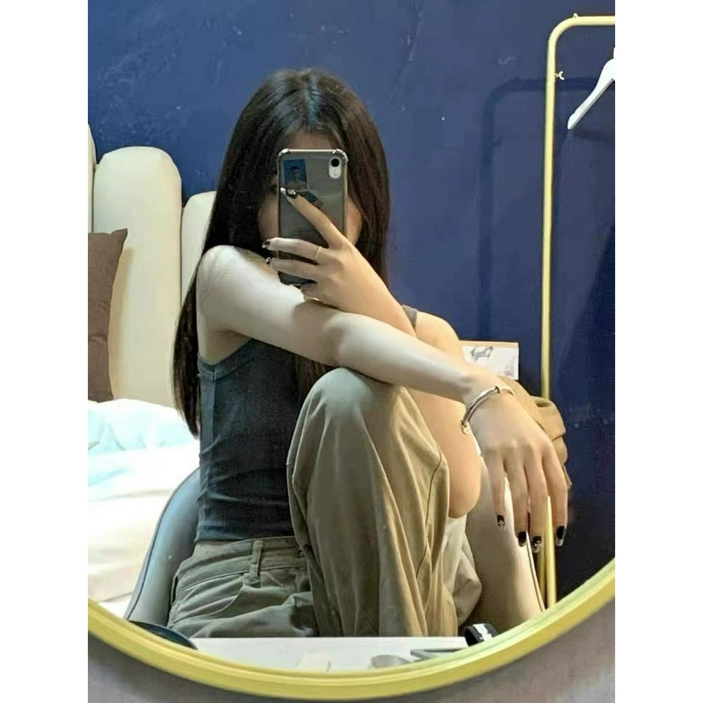 ZHELIHANGFEI Áo Hai Dây Thể Thao Dáng Ôm Thiết Kế Đơn Giản Quyến Rũ Cho Nữ