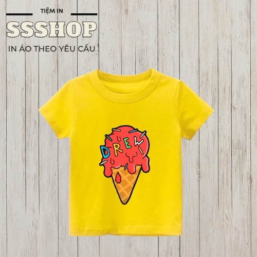 Áo thun bé trai và bé gái in hình kem Drew house, chất vải cotton thoáng mát, hình in không bong tróc SSSHOP