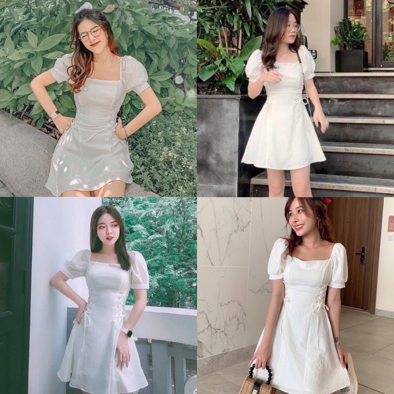 VÁY TRẮNG NỮ DỰ TIỆC DẠO PHỐ SIÊU XINH ✅HÀNG CAO CẤP-RẺ NHẤT SHOPEE ✅VÁY TRẮNG TAY NGẮN ĐAN CHÉO 2 BÊN EO SIÊU TÔN DÁNG | BigBuy360 - bigbuy360.vn