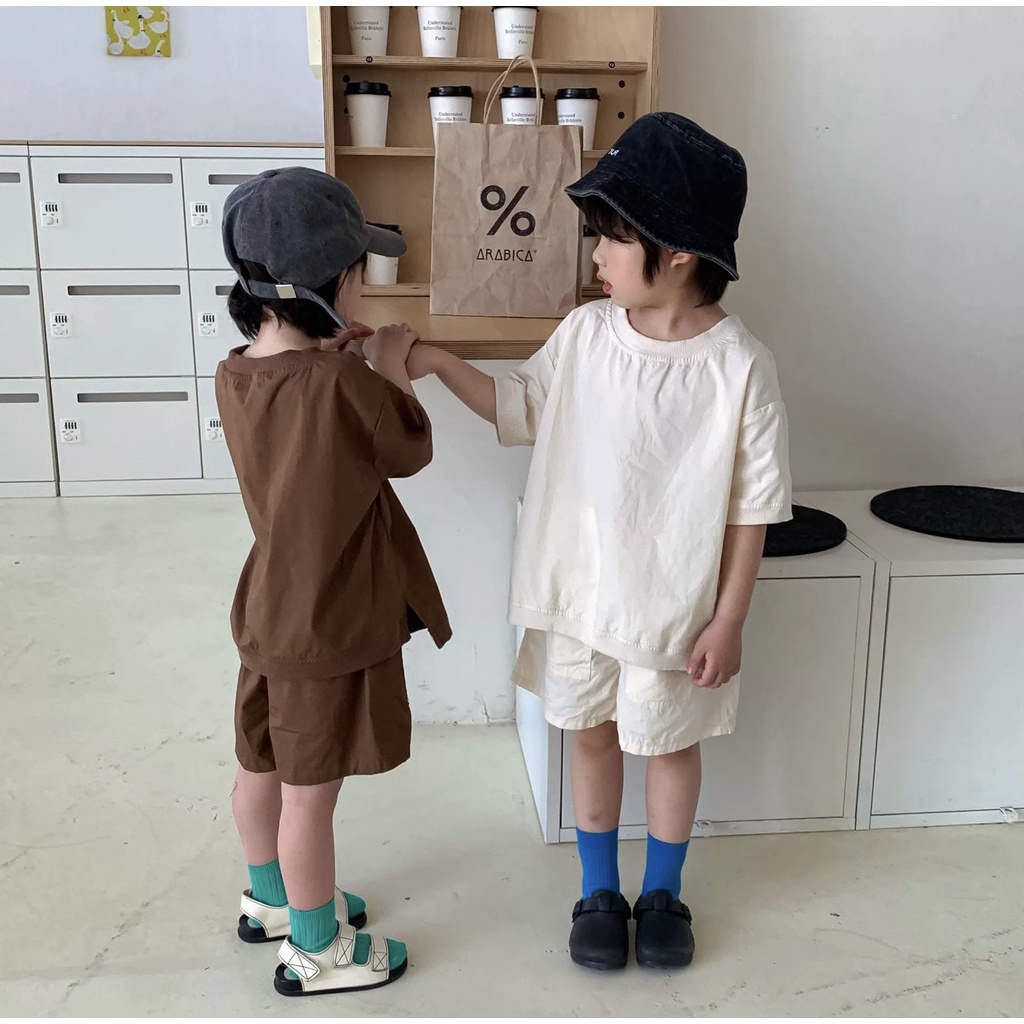 Bộ Cộc Tay Trẻ Em Bộ Trơn Cho Bé Trai Bé Gái Từ 5Kg Đến 32Kg Chất Vải Thoáng Mát Thời Trang Trẻ Em Chaarlie Kids