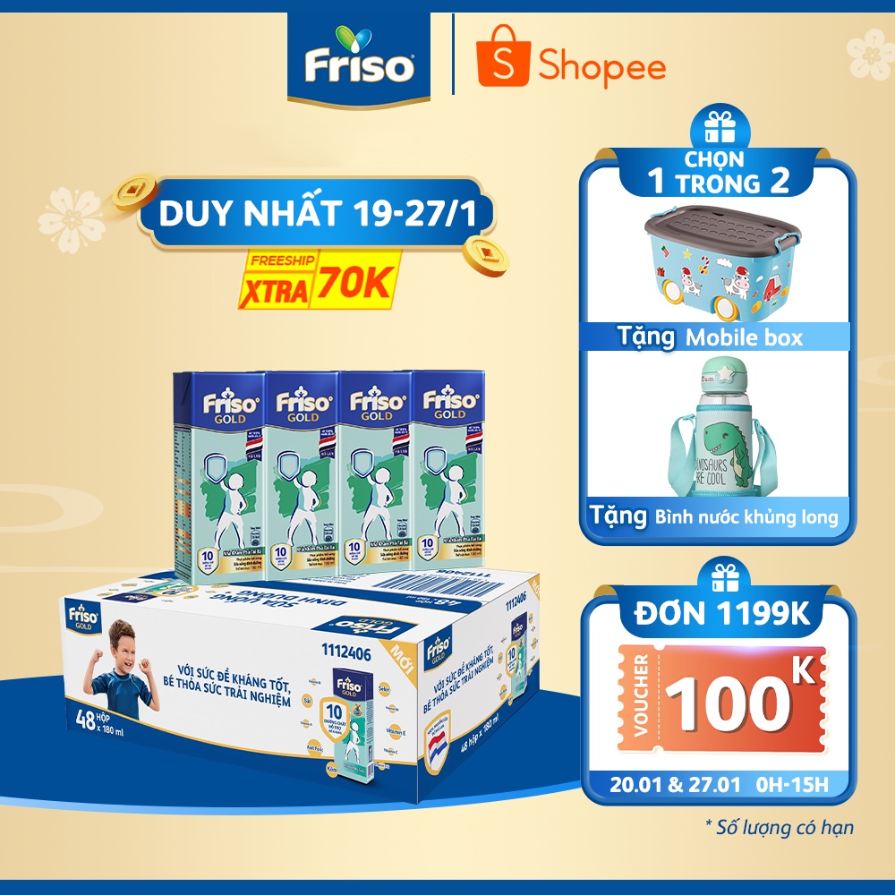 Thùng 48 hộp Sữa uống dinh dưỡng Friso Gold 180ml hộp